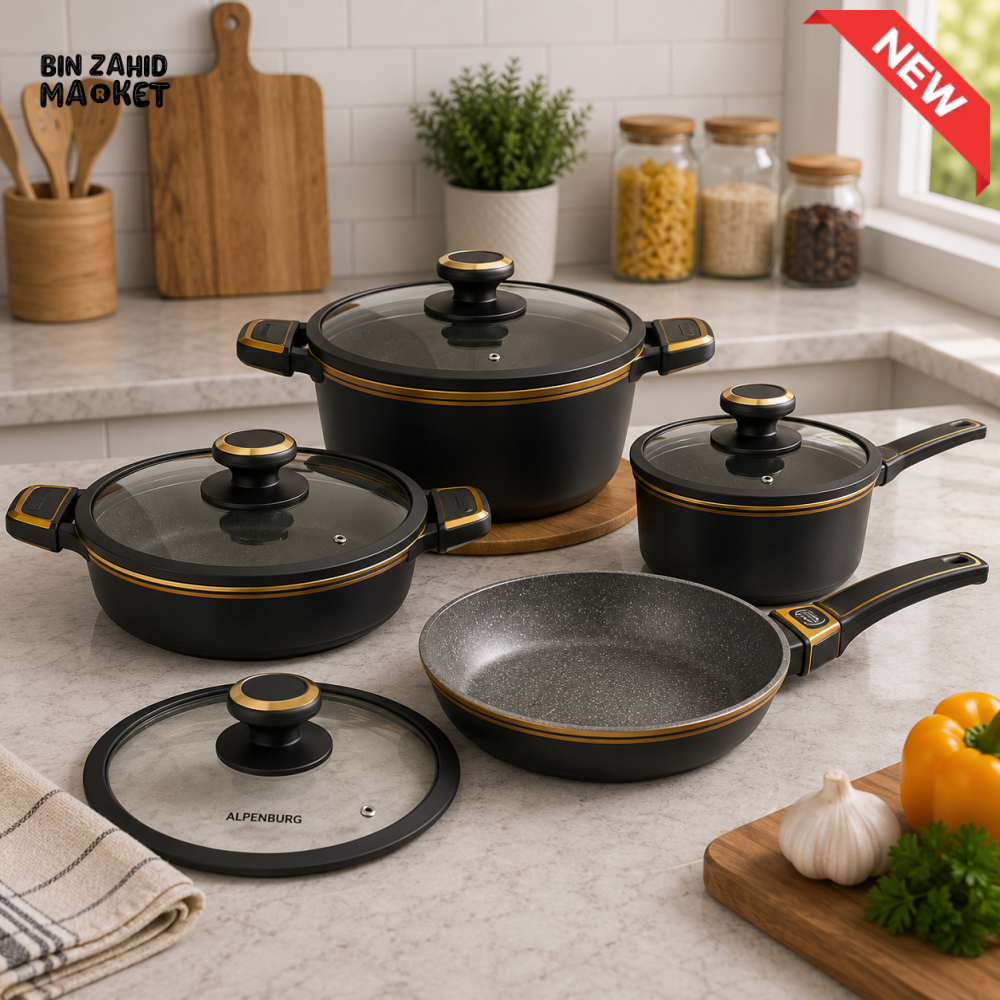 ALPENBURG DIE-CAST NONSTICK COOKWARE SET - 7 PIECE SET