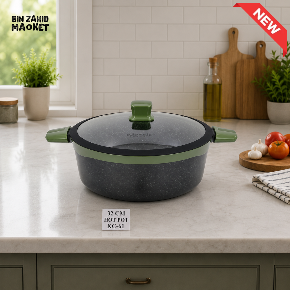 ALPENBURG NON-STICK CASSEROLE HOT POT WITH GLASS LID | 32 CM