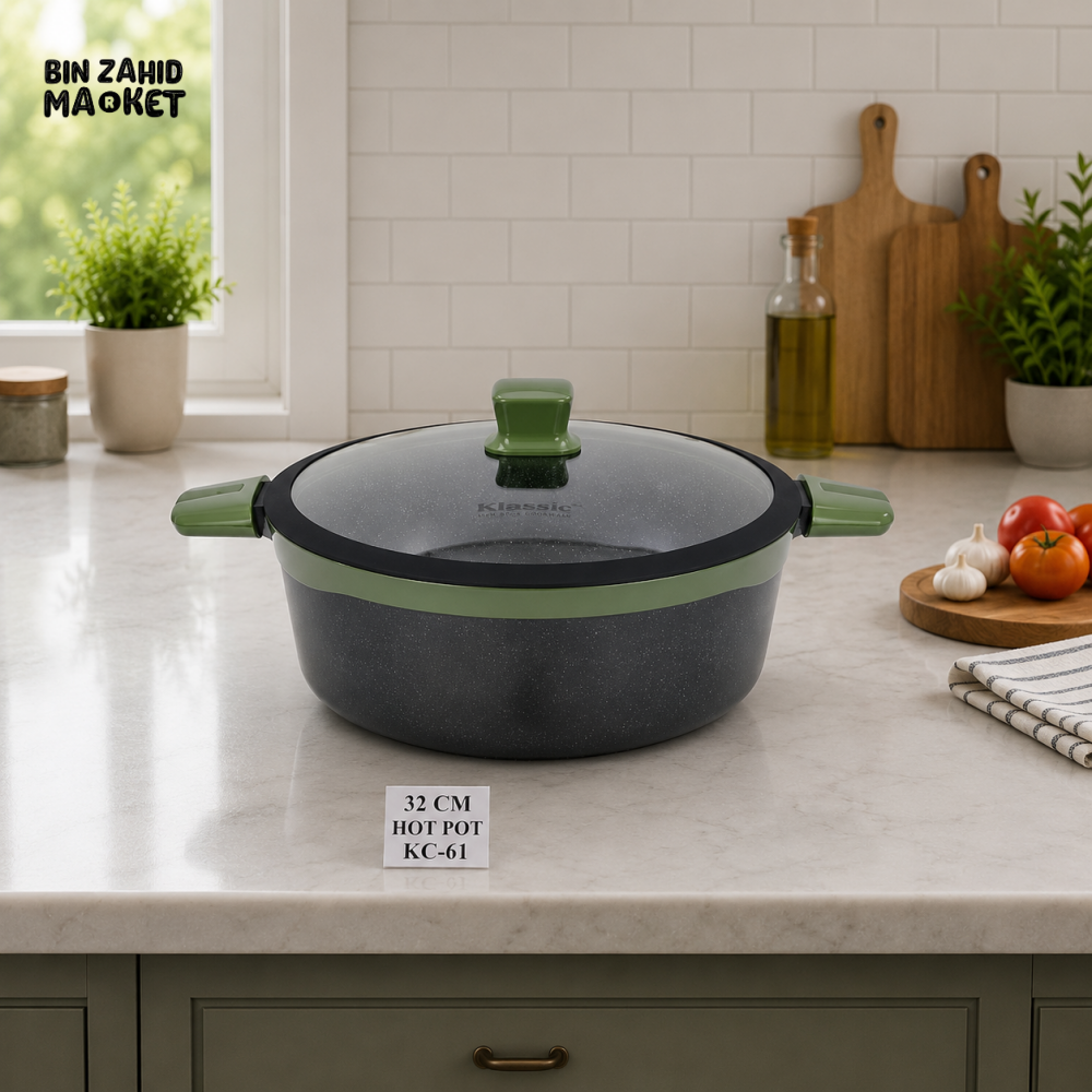 ALPENBURG NON-STICK CASSEROLE HOT POT WITH GLASS LID | 32 CM