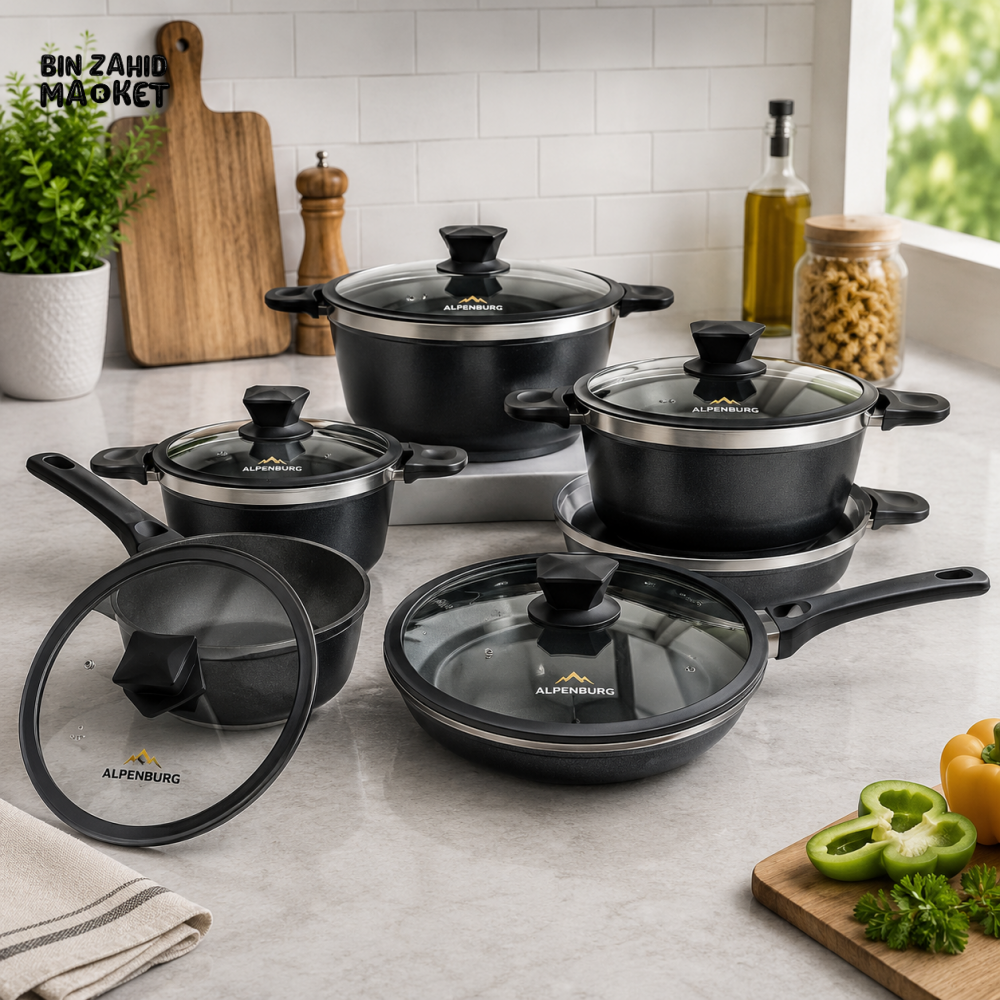 ALPENBURG NON-STICK COOKWARE SET - 12 PIECE SET