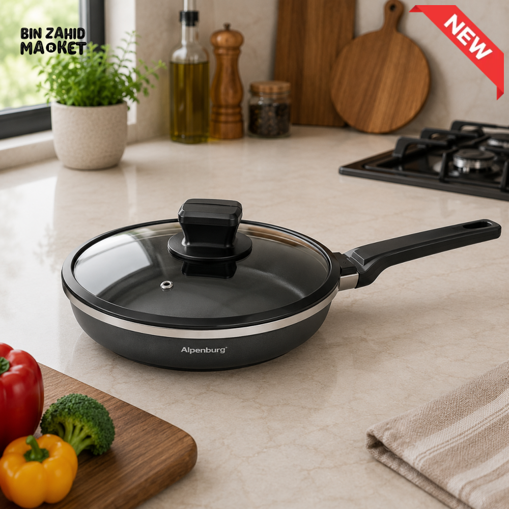 ALPENBURG NON-STICK FRY PAN WITH GLASS LID - 28 CM