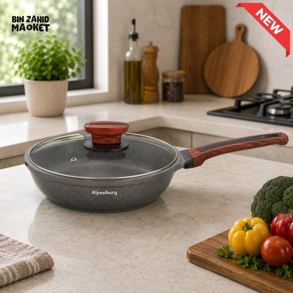 ALPENBURG NONSTICK DEEP FRY PAN WITH GLASS LID - 20 CM