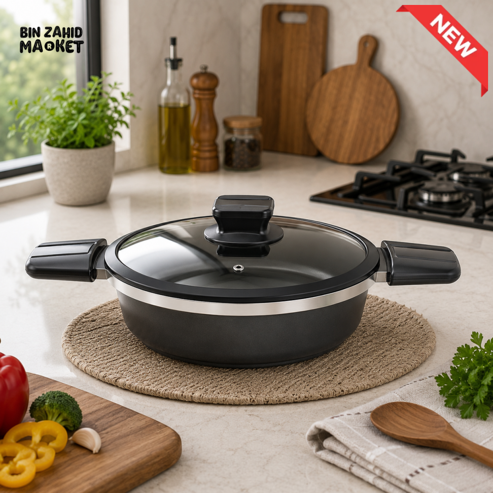 ALPENBURG NONSTICK SHALLOW CASSEROLE WITH GLASS LID