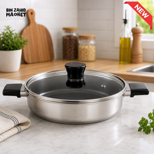ALPENBURG STAINLESS STEEL CASSEROLE WITH GLASS LID - 28 CM