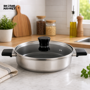 ALPENBURG STAINLESS STEEL CASSEROLE WITH GLASS LID - 30 CM