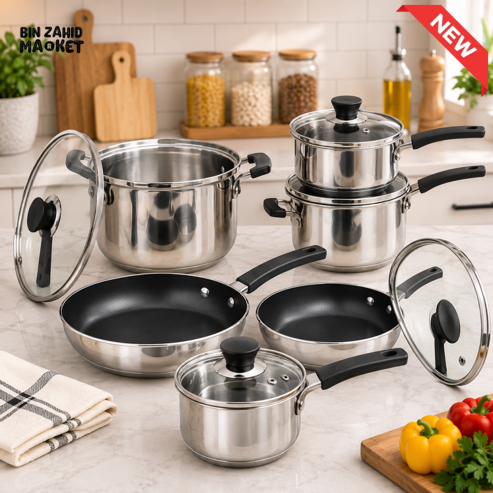 ALPENBURG STAINLESS STEEL COOKWARE SET - 12 PIECE SET