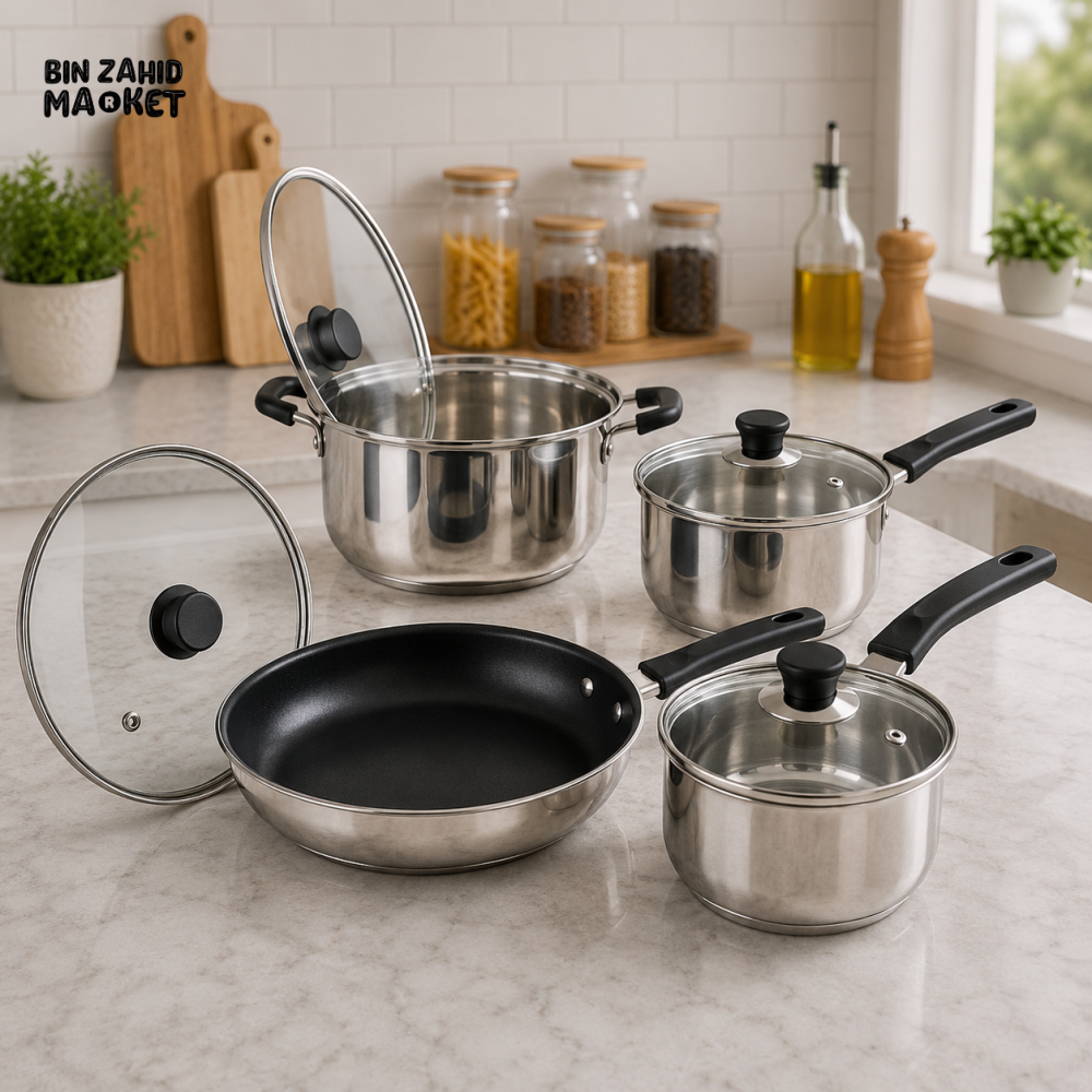 ALPENBURG STAINLESS STEEL COOKWARE SET - 8 PIECE SET