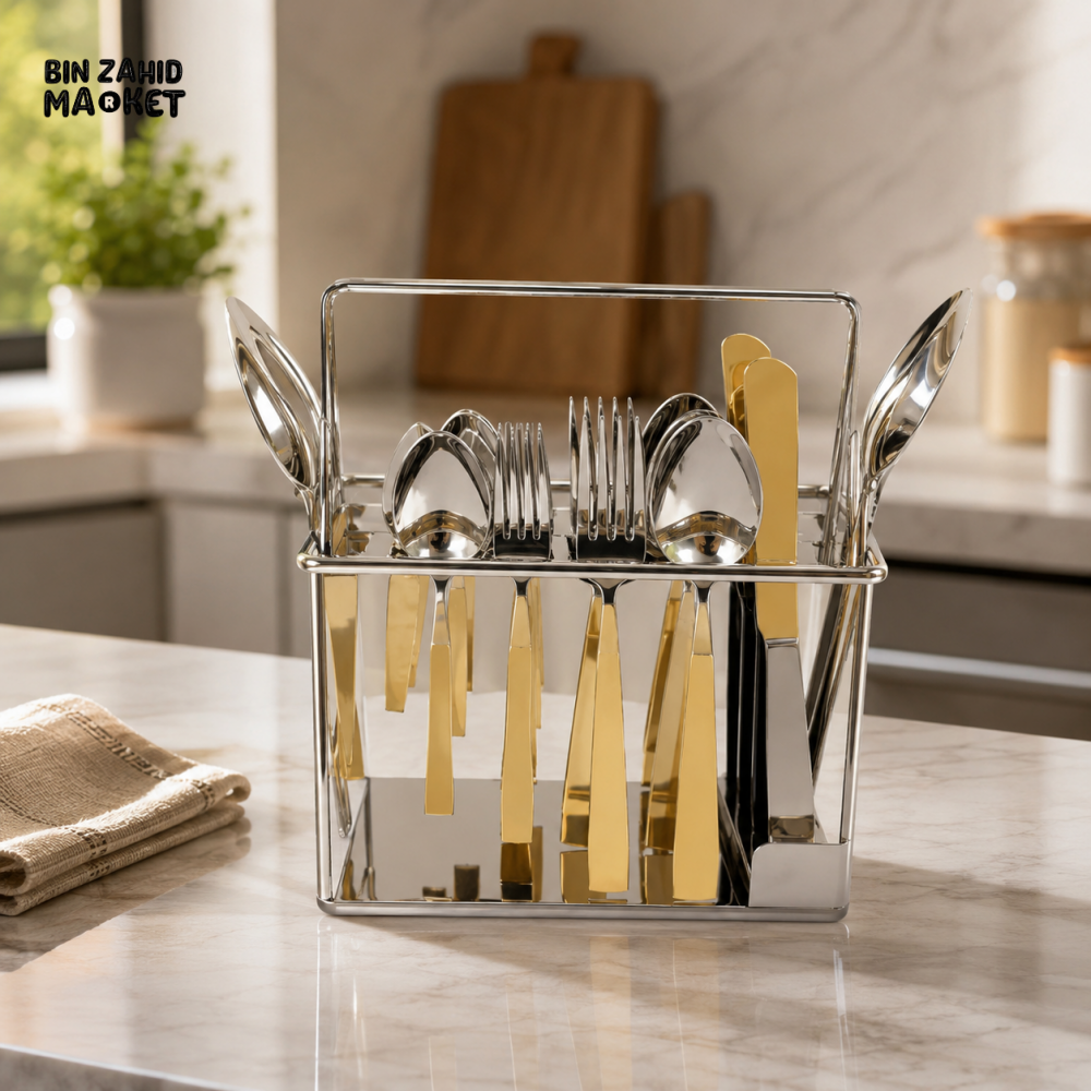 ALPENBURG STAINLESS STEEL CUTLERY HOLDER | KITCHEN UTENSIL ORGANIZER - 17/12/20 CM