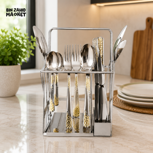 ALPENBURG STAINLESS STEEL CUTLERY HOLDER WITH CUTLERY SET - 26 PIECE