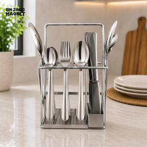 ALPENBURG STAINLESS STEEL CUTLERY HOLDER WITH CUTLERY SET - 26 PIECE