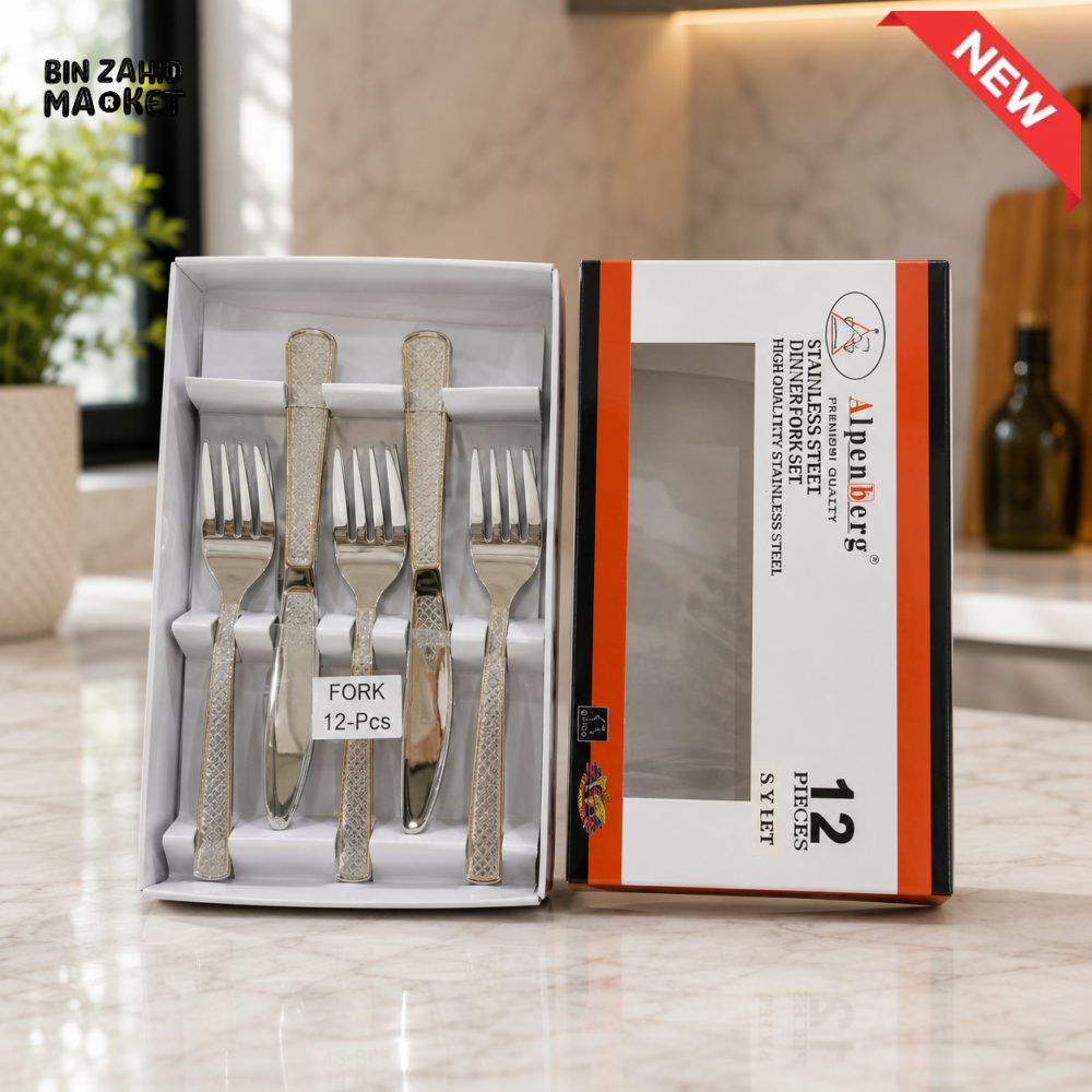 ALPENBURG STAINLESS STEEL DINNER FORK SET -12 PIECE