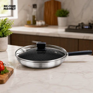 ALPENBURG STAINLESS STEEL FRY PAN WITH GLASS LID - 26CM