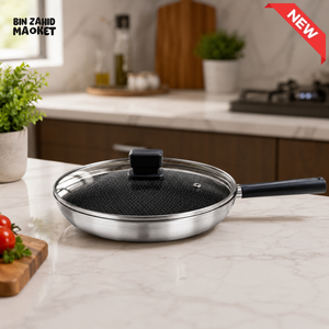ALPENBURG STAINLESS STEEL FRY PAN WITH GLASS LID - 30 CM