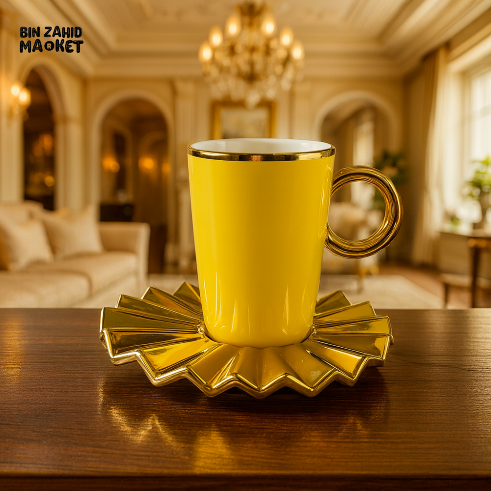 ANGELA 12PIECE CUP & SAUCER SET - YELLOW