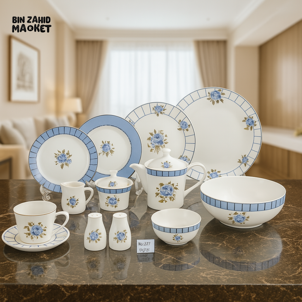 ANGELA BLUE FLORAL DINNERWARE SET CERAMIC TABLEWARE FOR VILLA DINING