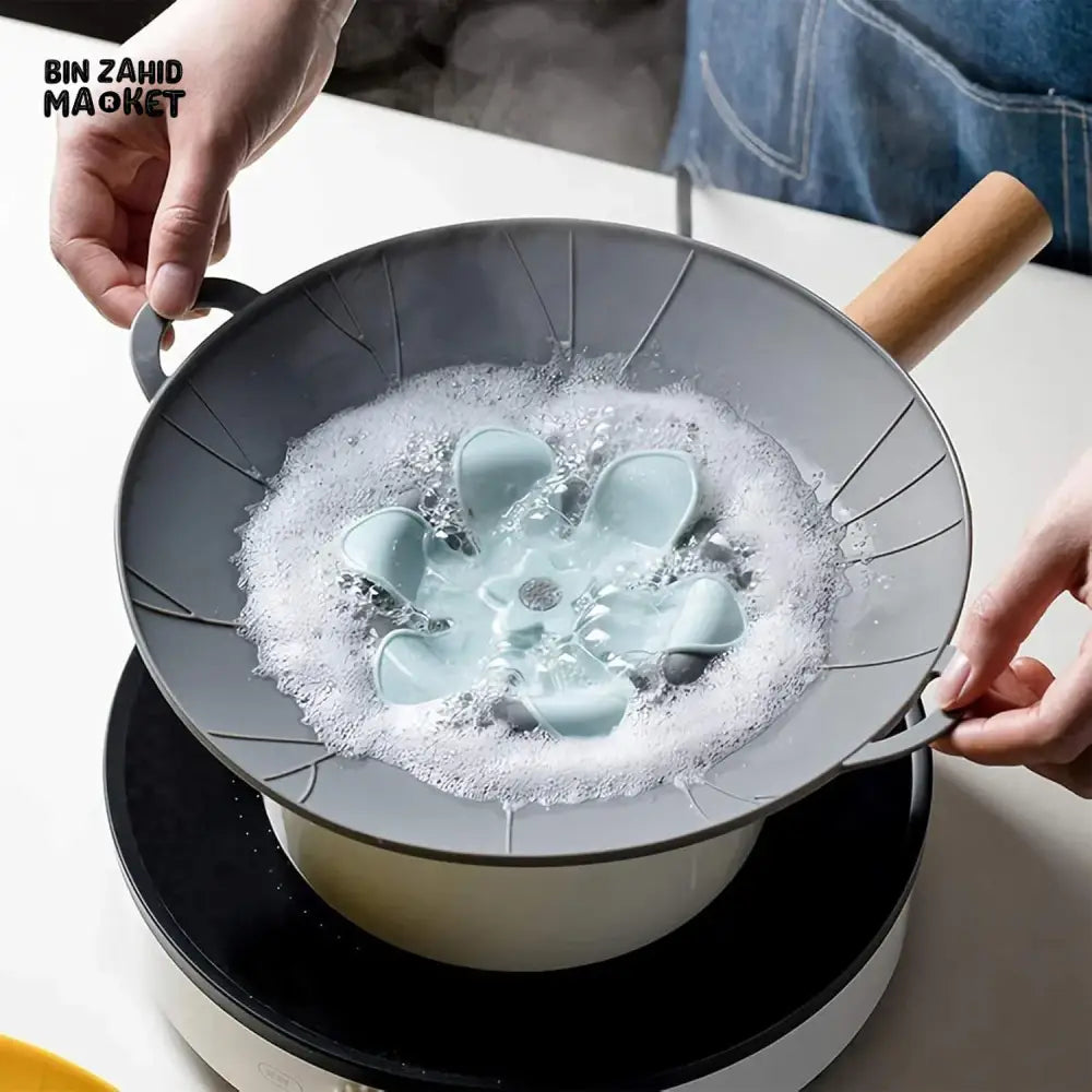 ANTI-SPILL POT LID WITH OVERFLOW STOPPER – MULTIPURPOSE KITCHEN COOKING ACCESSORY