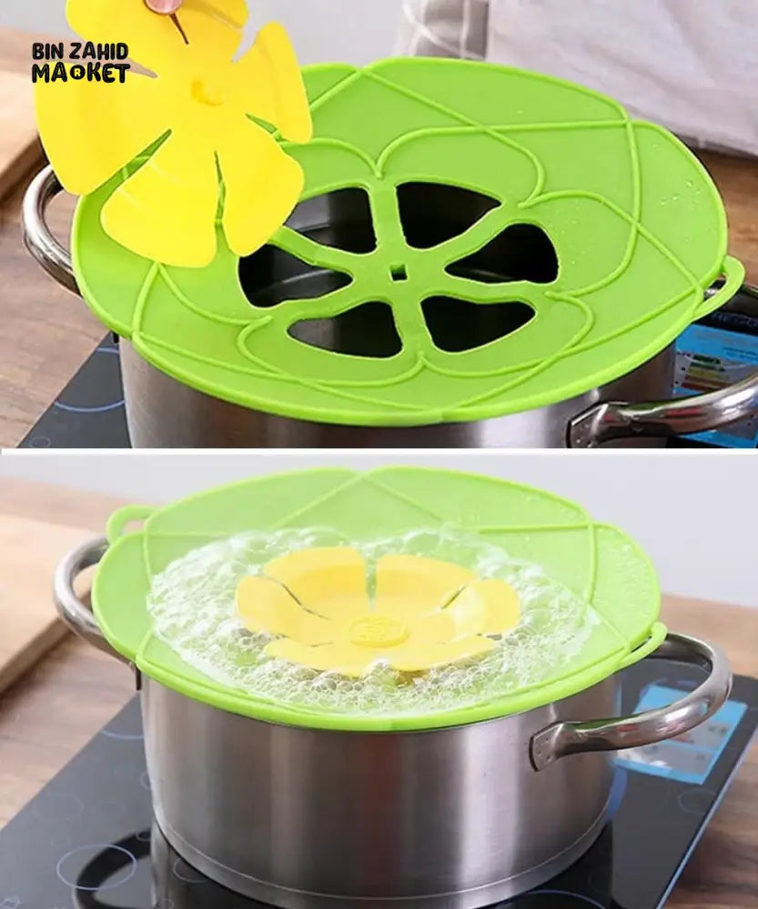 ANTI-SPILL POT LID WITH OVERFLOW STOPPER – MULTIPURPOSE KITCHEN COOKING ACCESSORY