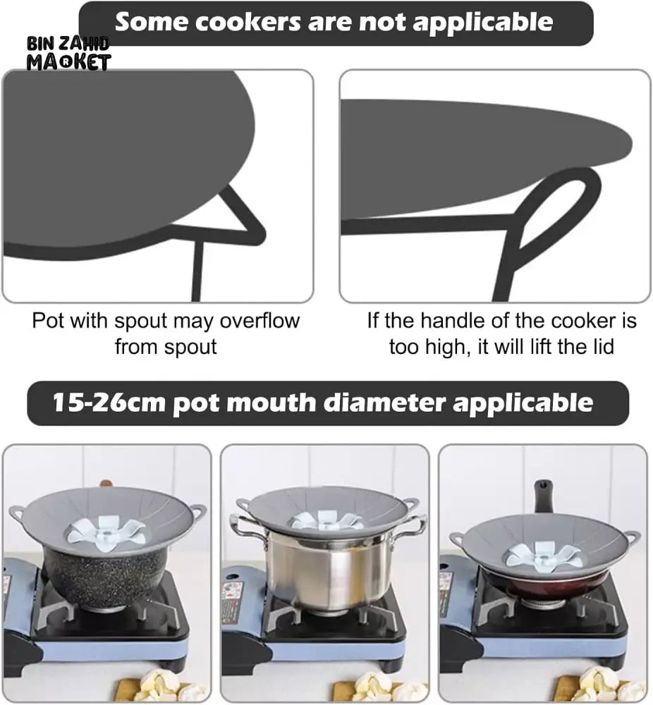 ANTI-SPILL POT LID WITH OVERFLOW STOPPER – MULTIPURPOSE KITCHEN COOKING ACCESSORY