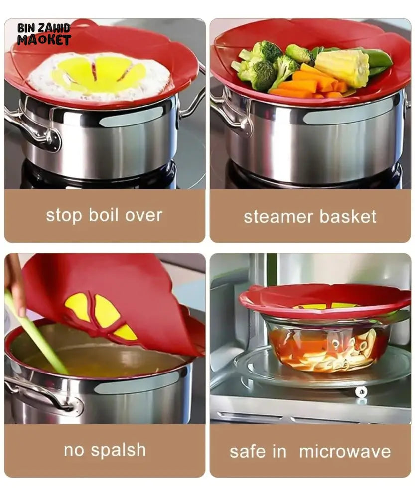 ANTI-SPILL POT LID WITH OVERFLOW STOPPER – MULTIPURPOSE KITCHEN COOKING ACCESSORY