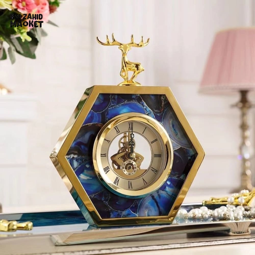 ANTIQUE VINTAGE METAL CLOCK Hexogon