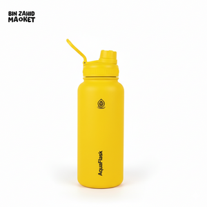 AQUAFLASK 40OZ WIDE MOUTH WATER BOTTLE DOUBLE WALL VACUUM INSULATED LEAK-PROOF & BPA-FREE - LEMON SLUSH