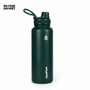 AQUAFLASK 40OZ WIDE MOUTH WATER BOTTLE DOUBLE WALL VACUUM INSULATED LEAK-PROOF & BPA-FREE - MOSS GREEN