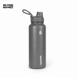 AQUAFLASK 40OZ WIDE MOUTH WATER BOTTLE DOUBLE WALL VACUUM INSULATED LEAK-PROOF & BPA-FREE - STONE GREY