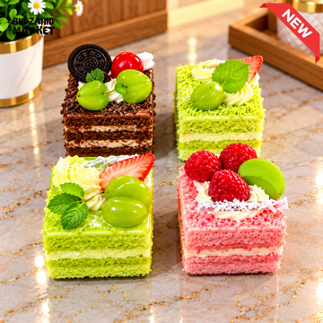 ARTIFICIAL DECORATIVE SQUARE CAKE DISPLAY SET - 1 PIECE - Artificial Food & Display Props