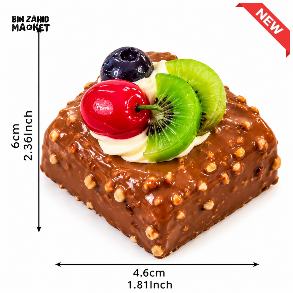 ARTIFICIAL DECORATIVE SQUARE FRUIT CAKE - 1 PIECE - Artificial Food & Display Props