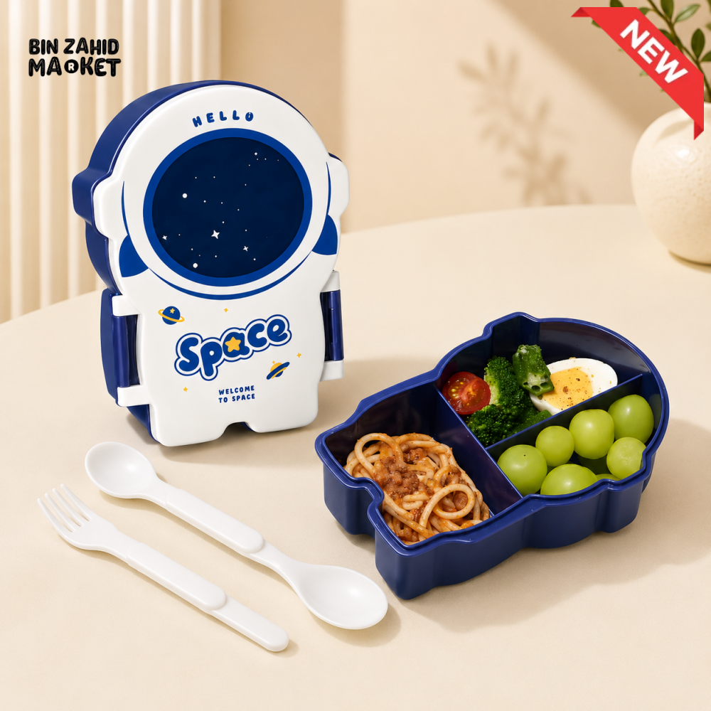 ASTRONAUT SPACE KIDS COMPARTMENT LUNCH BOX WITH CUTLERY