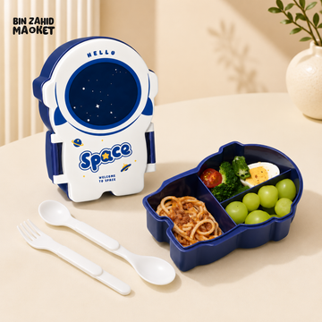 ASTRONAUT SPACE KIDS COMPARTMENT LUNCH BOX WITH CUTLERY