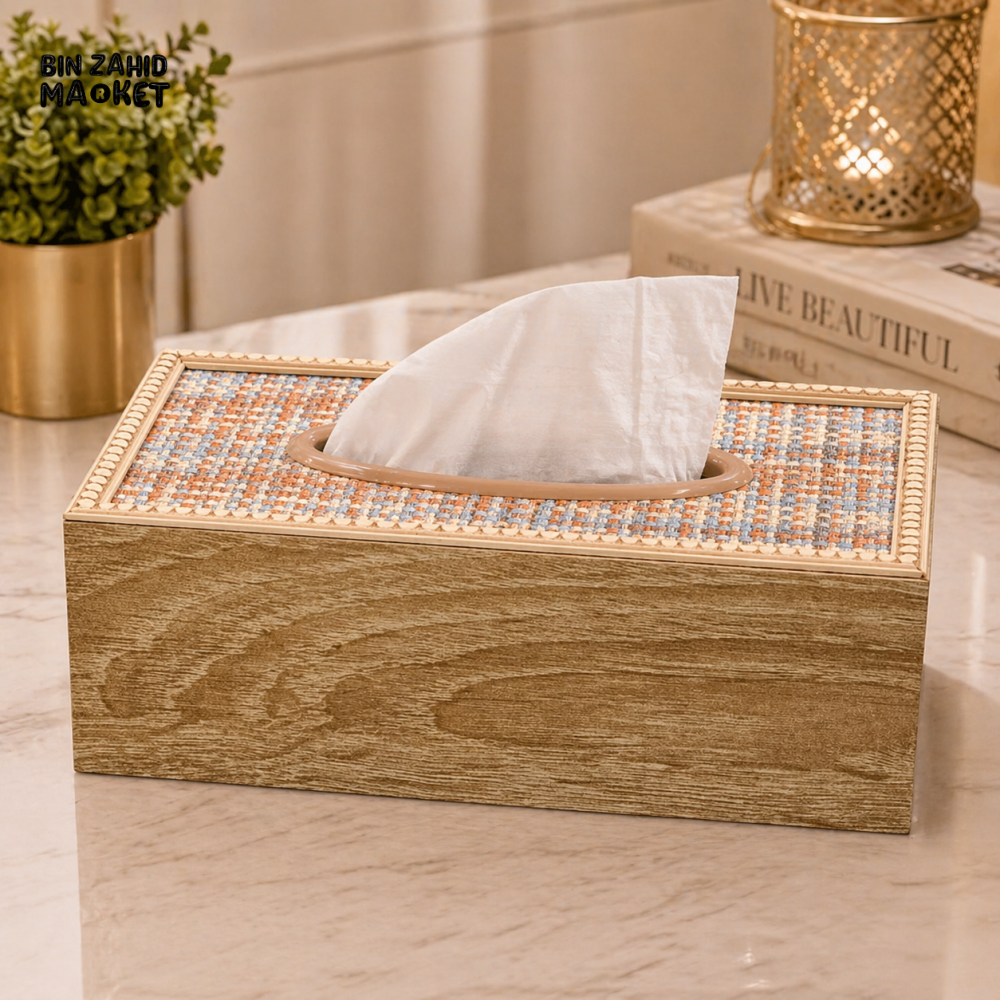 AURAWEAVE PREMIUM WOODEN TISSUE BOX HOLDER