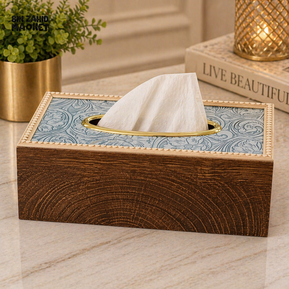 AURAWEAVE ROYAL WOODEN TISSUE BOX HOLDER