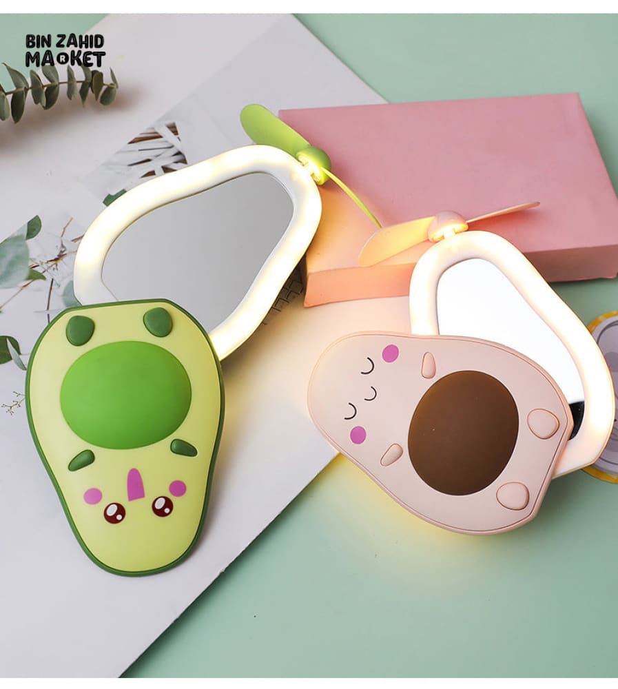 AVACADO SHAPE PORTABLE MINI FAN WITH MIRROR