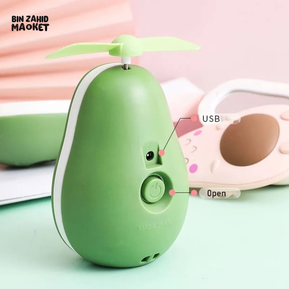 AVACADO SHAPE PORTABLE MINI FAN WITH MIRROR