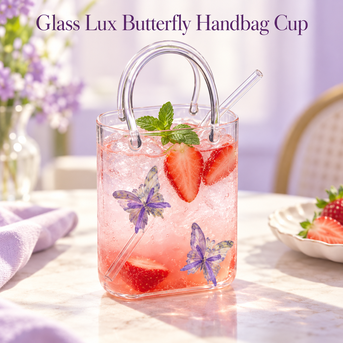 Glasslux Butterfly Handbag Cup - 400 ml