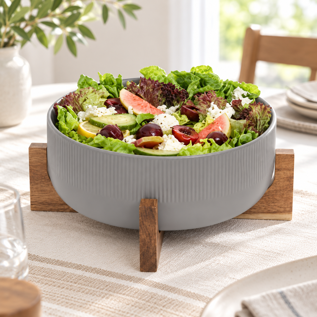 Danny Home ribbed bowl with stand
