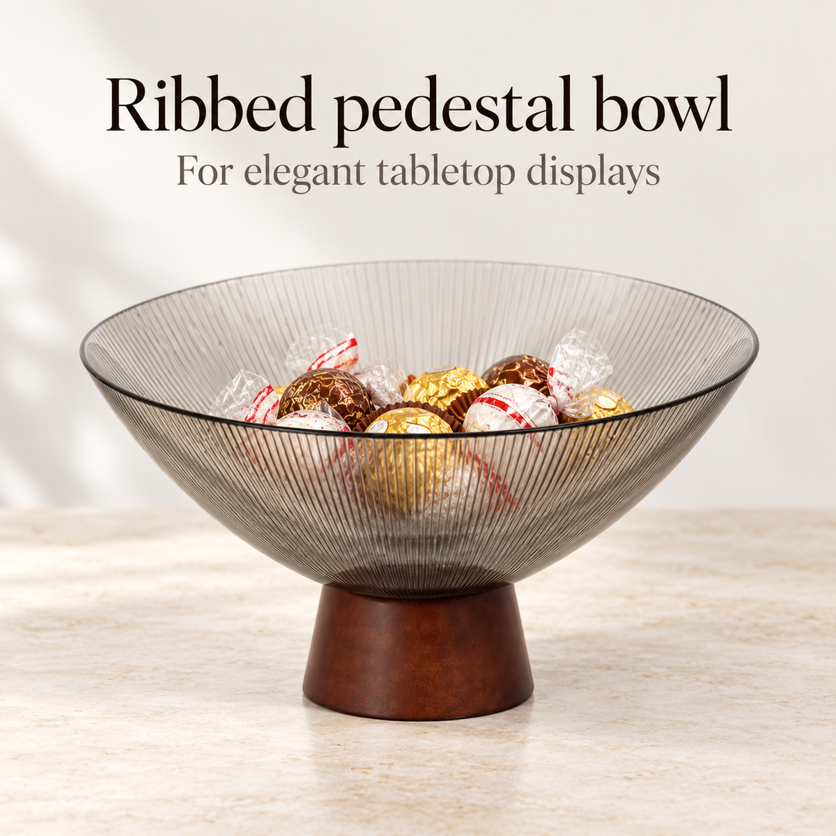 Danny Home Ribbed Pedestal Bowl - 10.25 Inches