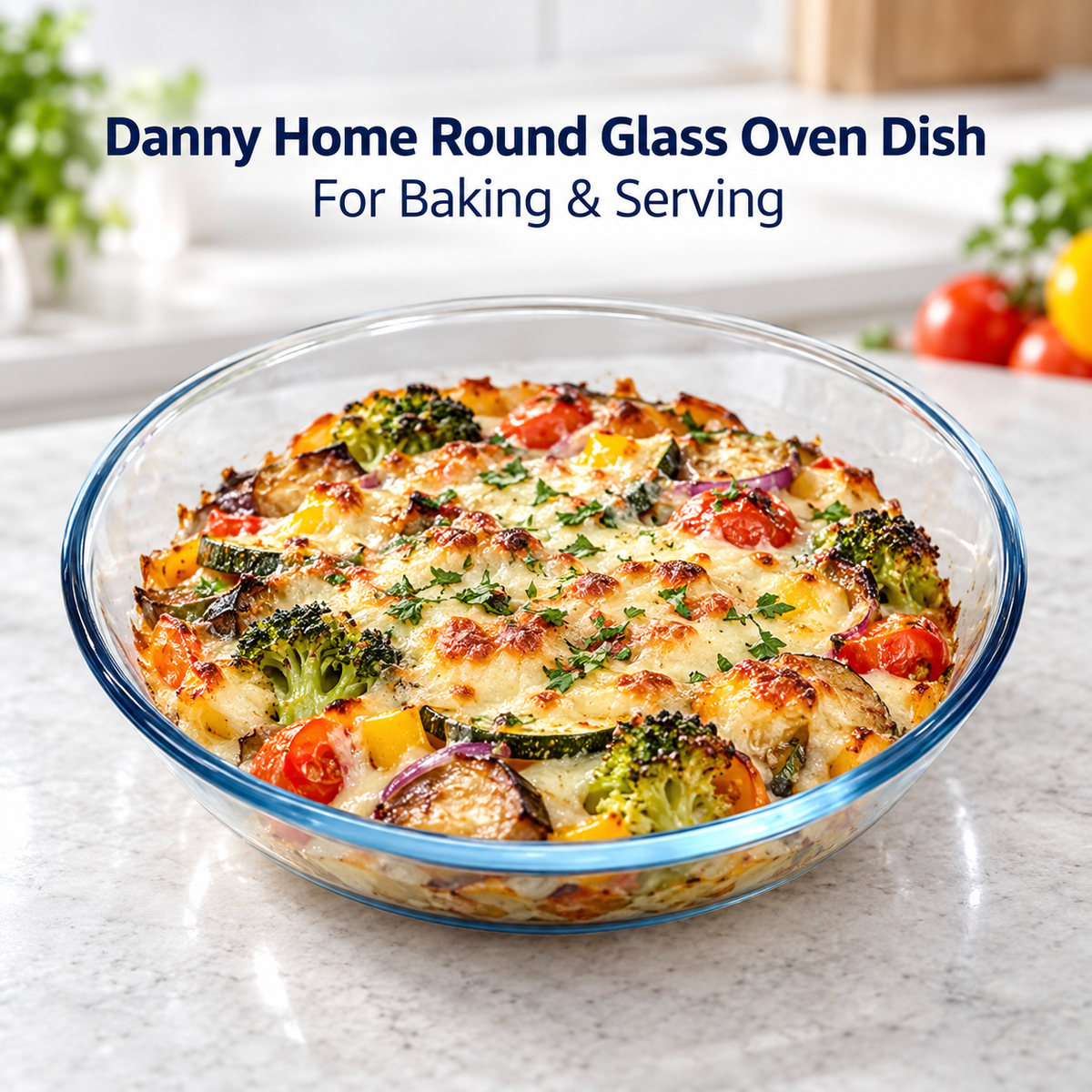 Danny Home Round Glass Oven Dish - 2.4 Litre