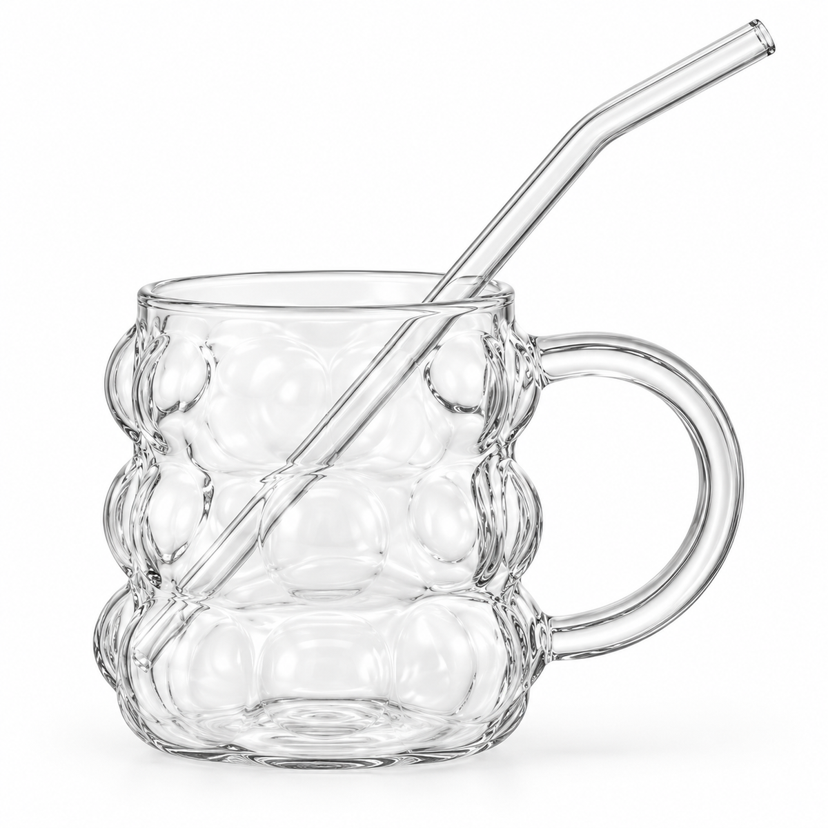 Glasslux Bubble Mug With Straw - 350 ml