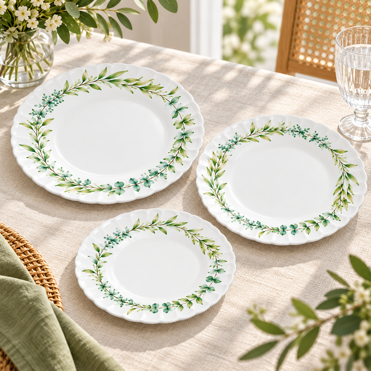 Danny Home Leaf Print Dinner Set - 18 Pieces