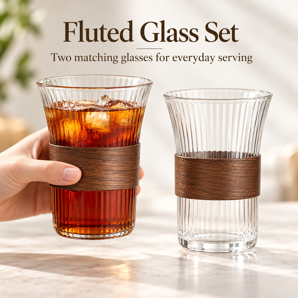 Danny Home 2 Piece Textured Glass Set - 310 ml