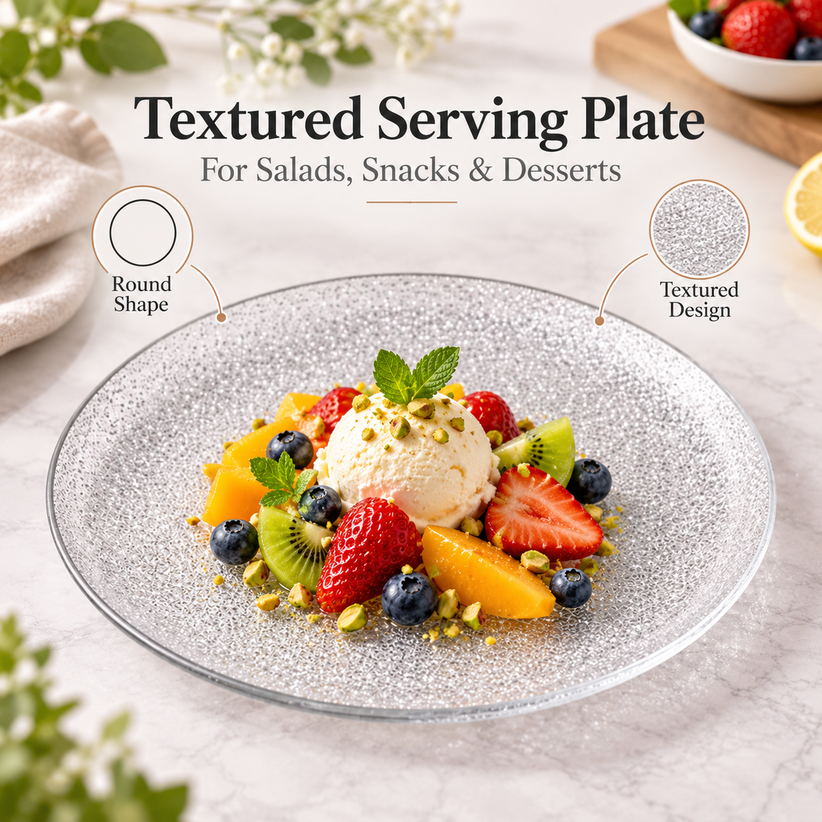 Danny Home Textured Serving Plate 7.5 Inches