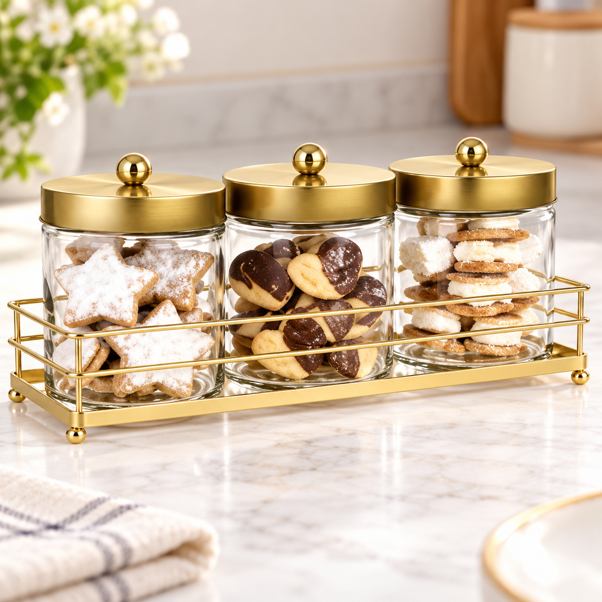 Danny Home 3 Piece Jar Storage Set With Rack - 720 ml