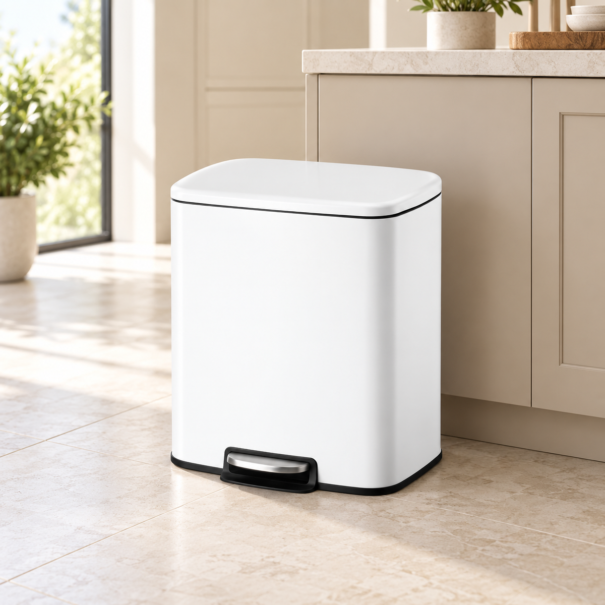 Danny Home White Pedal Trash Bin