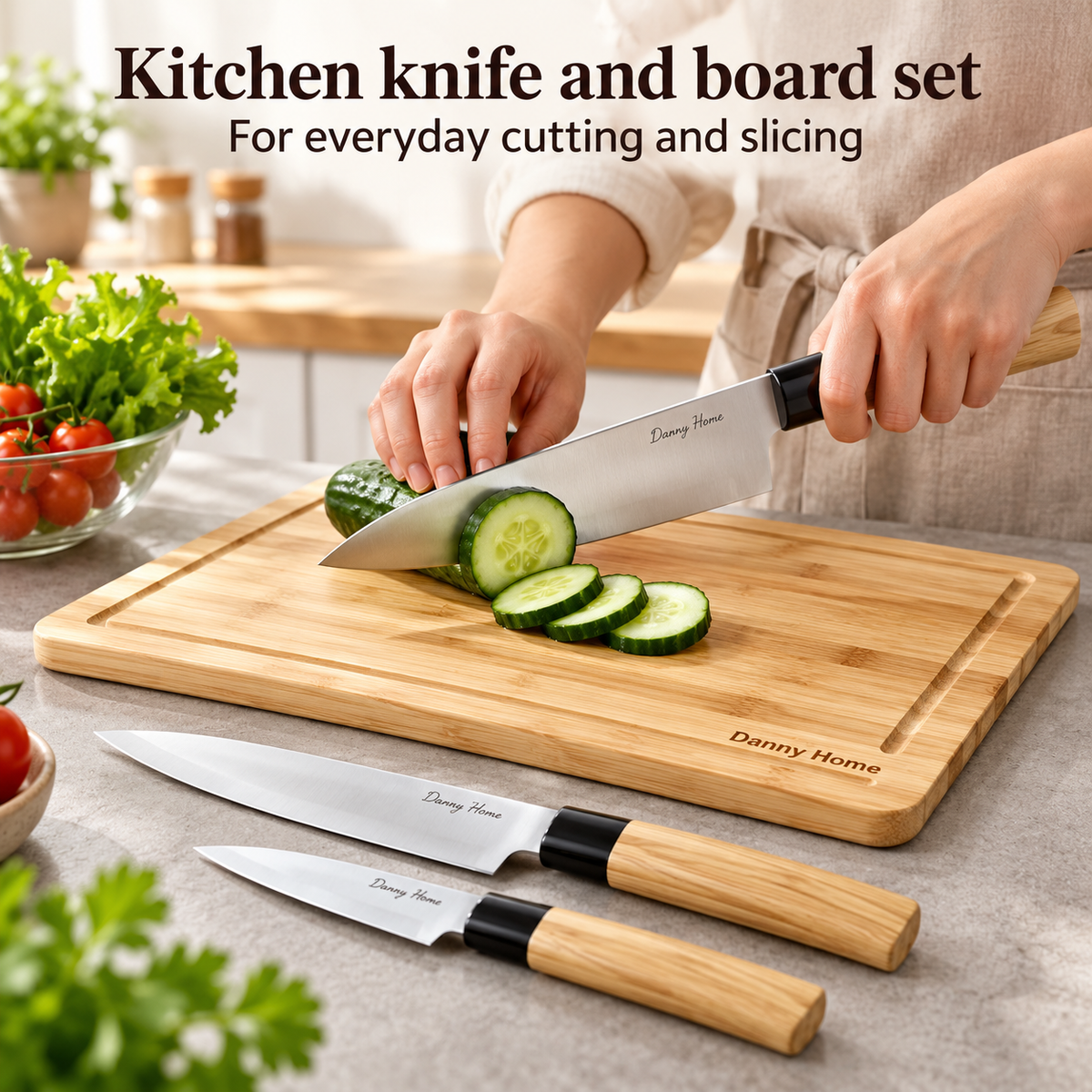 Danny Home Kitchen Knife And Board Set - 4 Pieces