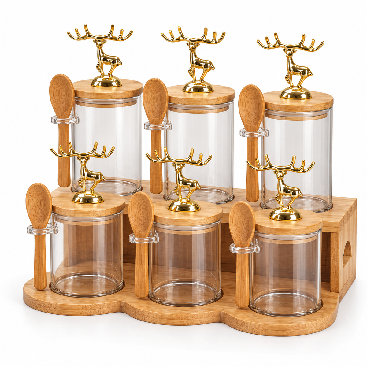 6 Piece Deer Lid Storage Jar Set