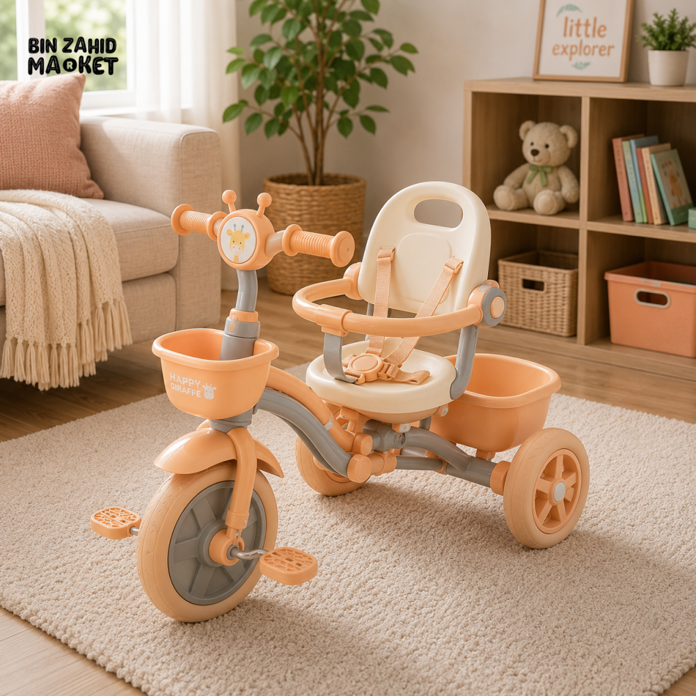 BABY BALANCE TRICYCLE WITH SILENT WHEELS - BEIGE