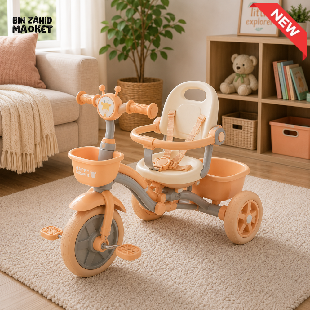 BABY BALANCE TRICYCLE WITH SILENT WHEELS - BEIGE