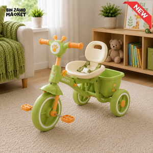 BABY BALANCE TRICYCLE WITH SILENT WHEELS - GREEN